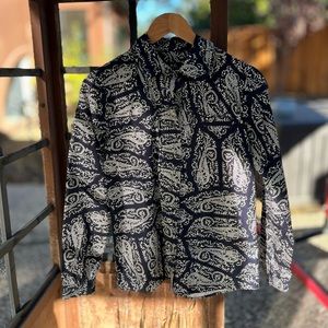 APC paisley button down shirt in navy